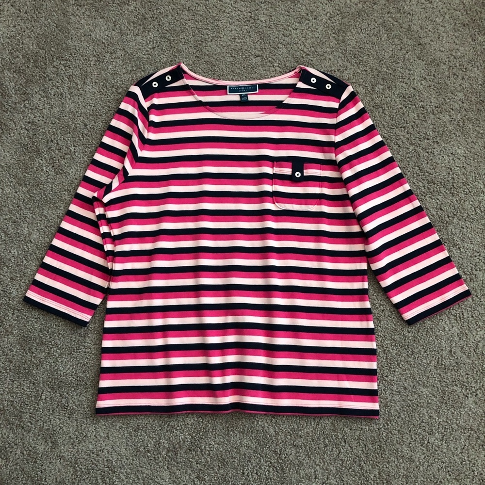 Karen Scott Sport Shirt Womens Size XXL Pink Stripe